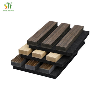 Goede prijs. Polyester schuim akoestisch wandpaneel MDF Slat wandpaneel geluidsreductie op maat online