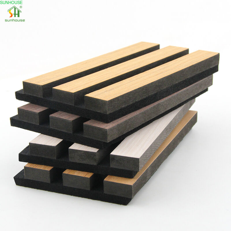 Sunhouse Modern Design Akupanel Wooden Slat Acoustic Panels Soundproof Diffusion Wall Panel for Living Room