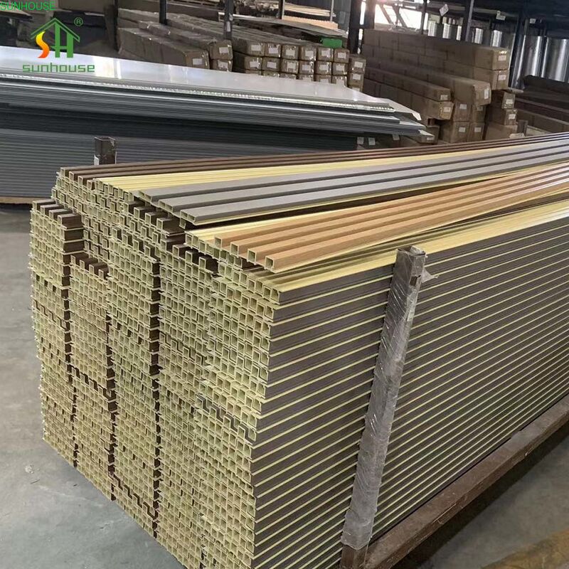 Spot Goods Waterproof WPC Wall Panel for Interior Design Fluted PVC Wooden Core Panel with Sag Resistance for Hotel Application