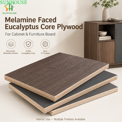 18mm Melamine Bekleed Multiplex Eucalyptus Kern Meubelplaat voor Kasten, Garderobekasten en Interieurmeubelproductie