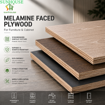 18 mm melaminehouten multiplex met eucalyptus populieren hardhouten kern meubelplaat voor kasten en kledingkasten